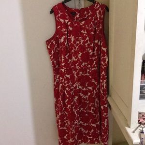 Talbots red and white no sleeve dress